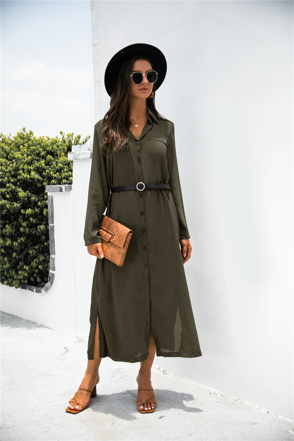 Button Down Belted Shirt Dress – Busy ...